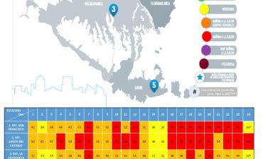 Por primera vez en los últimos nueve días, los resultados de las 24 horas de monitoreo de material particulado PM 2.5 -para el día 24 de marzo- arrojaron cifras que corresponden al rango Moderado (color amarillo), en las estaciones localizadas en los sectores de Ciudadela  Real de Minas y San Francisco de Bucaramanga