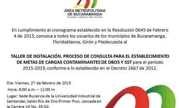 Taller de instalación. proceso de consulta para el establecimiento de metas de cargas contaminantes de DBO5 y SST